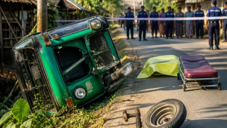 পানছড়িতে অটোরিকশার চাকা খুলে ছিটকে পড়ে শিশু নিহত; আহত চারজন, চালক পালিয়ে গেছে