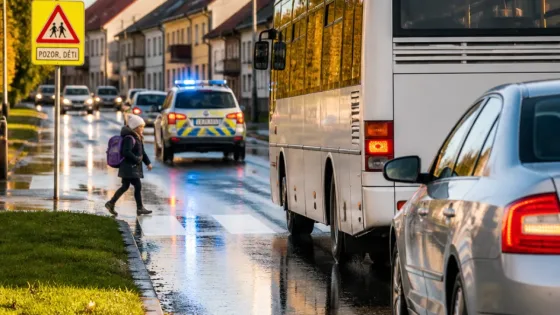 Na Hodonínsku ohrozil řidič předjížděním autobus u přechodu nezletilou dívku, policie případ vyšetřuje