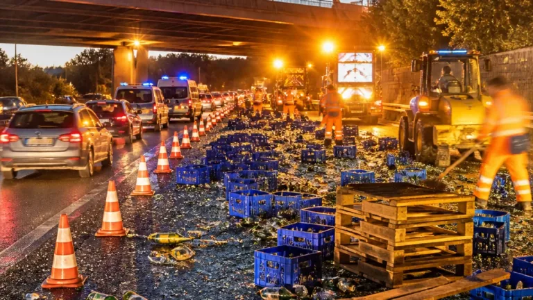 Glas auf der A1 bei Köln-Niehl: Aufräumarbeiten nach Lkw-Ladungsverlust beeinträchtigen Verkehr