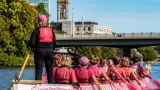 Colmar : une banderole contre les pesticides pour Octobre rose autour de la statue de la Liberté