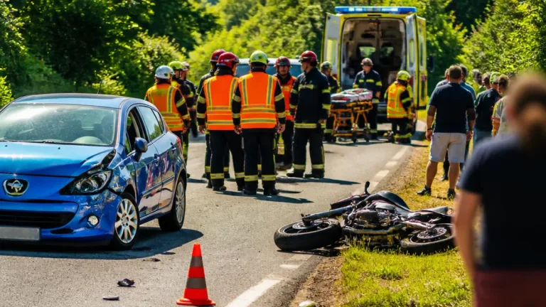 Deux motards blessés après une collision avec une biche sur la RD 744 à Saint‑Laurs
