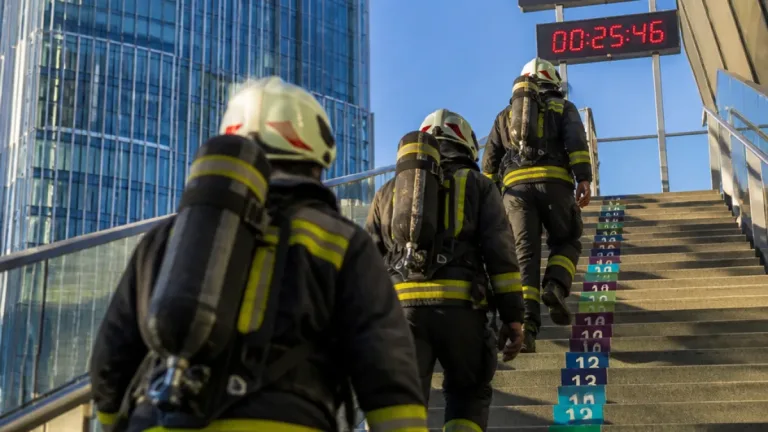 Békés megyei tűzoltók is teljesítették a 29 emeletes kihívást a MOL Campuson