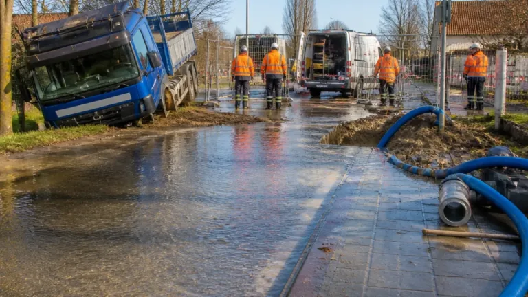 Grote waterstoring in Maarssen na vrachtwagenbeschadiging van leiding