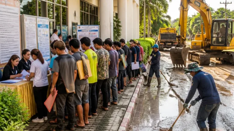 ปราจีนบุรี เปิดรับลงทะเบียนเยียวยาน้ำท่วม ประชาชนแห่ยื่นเอกสารแน่นเทศบาล