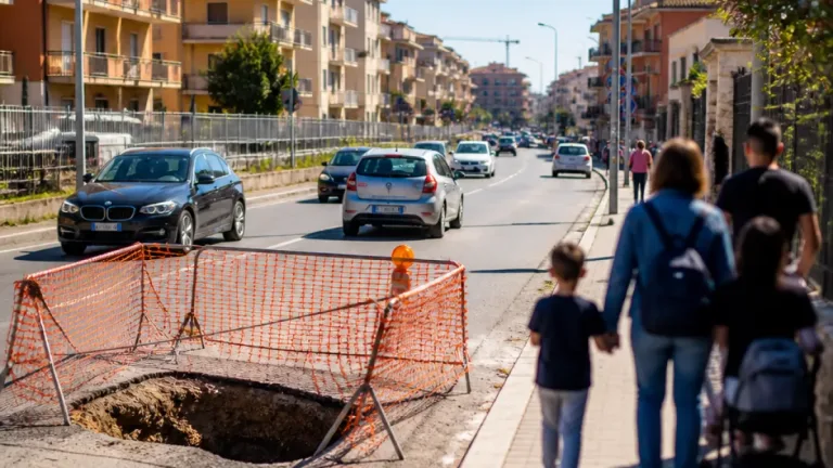 A Vibo Valentia nel quartiere Cancello Rosso la strada cede di nuovo: liquami in via Cavour