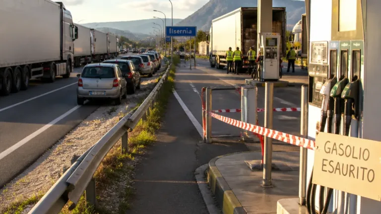 Isernia, presidio dei Tir sulla Ss85: distributori senza gasolio e timori per le forniture